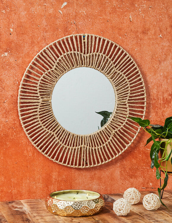 Miroir rond en corde  (naturel) Miroir rond en corde  (naturel)